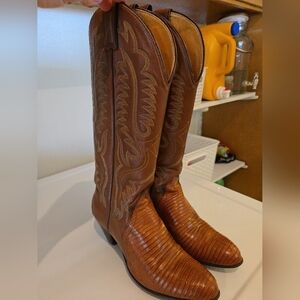 Justin  Vintage Tegu And Leather Boots